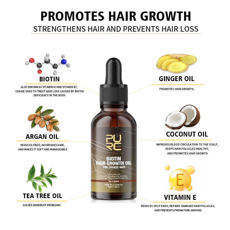 PURC Biotin Hair Oil Hair Grow - đánh giá và giá Ingrown Hair Serum