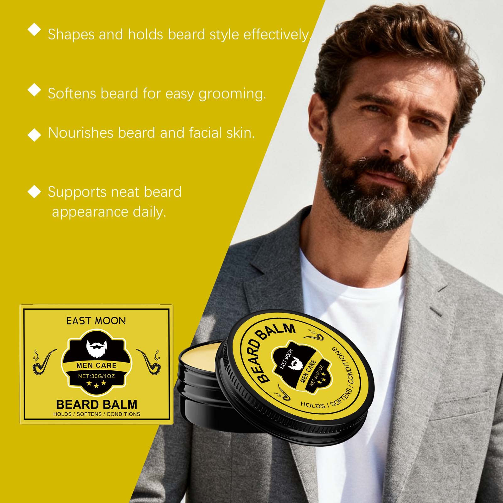 East Moon Men Beard Care Balm  - đánh giá và giá Men'S Grooming Wax